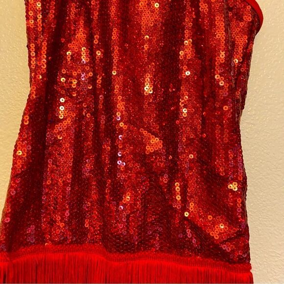 Weissman Dance dress red sequin fringe costume Queen Of The World 9034 MA - Picture 6 of 11